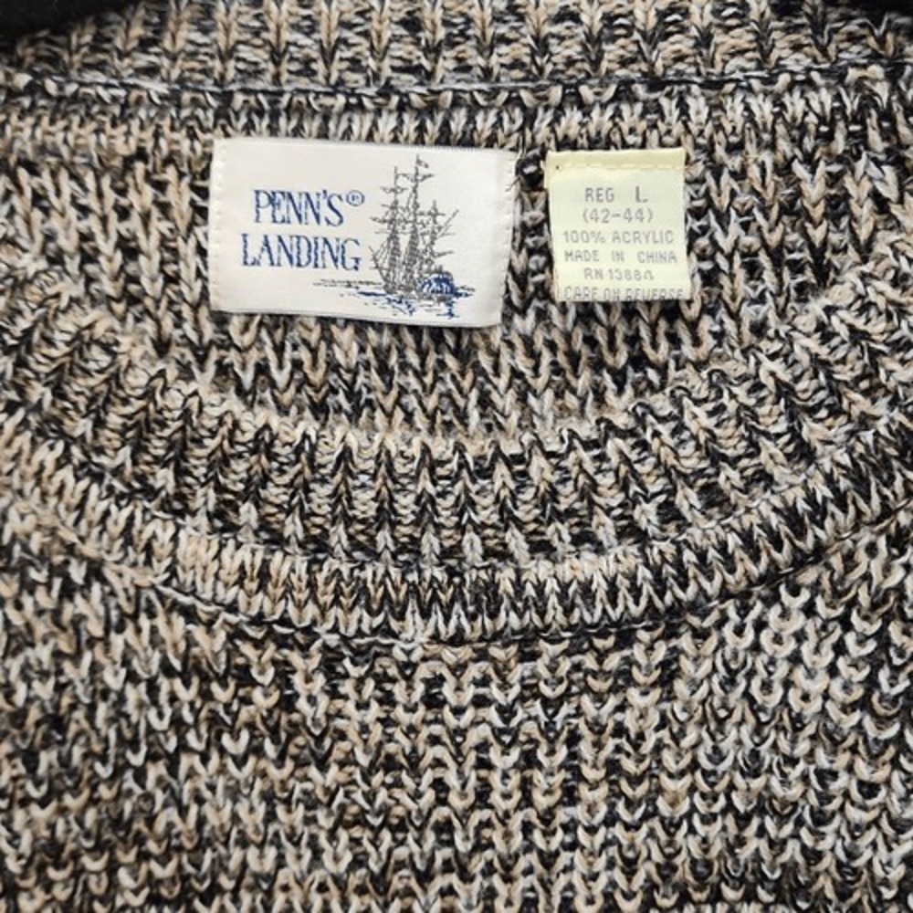 VTG Penn's Landing Women's Ribbed Knit Crewneck Pullover Sweater Black/Brown Lar - Picture 2 of 12